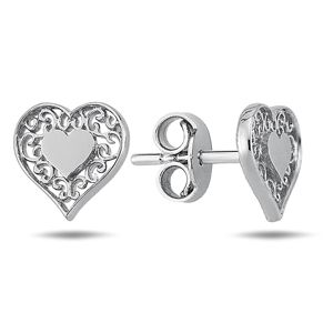 Lykka Hearts filigree hjärtörhängen i vitguld  main product photo