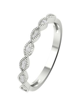 Lykka Elegance alliansring i vittguld med navettram 0,05 ct