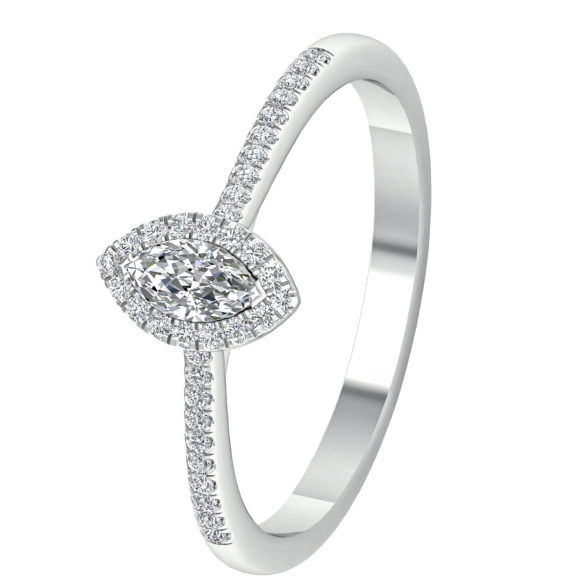 Lykka Elegance navett cathedral sidostensring 0,25 ct