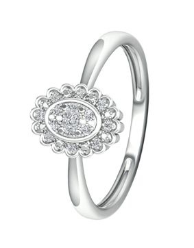 Lykka Elegance oval Flower halo diamantring 0,05 ct