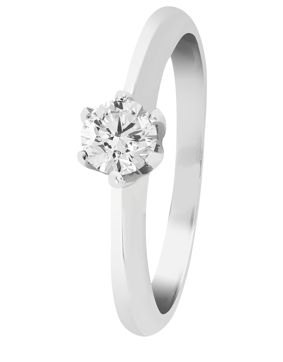 Lykka Casuals silverring solitär 6 klo