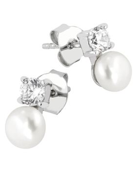Lykken Pearls pärl silverörhängen med zirkoniastenar