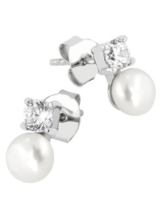 Lykka Pearls pärl silverörhängen med zirkoniastenar