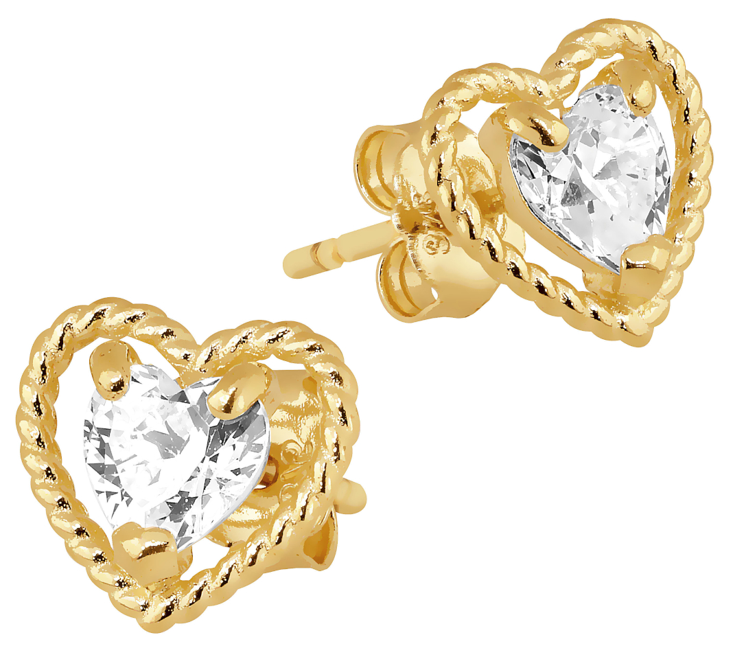 Lykka Hearts guldörhängen med hjärtan