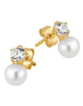 Lykken Pearls pärlörhängen i guld med cz