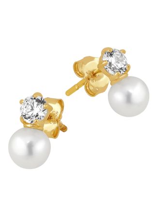 Lykka Pearls pärlörhängen i guld med cz