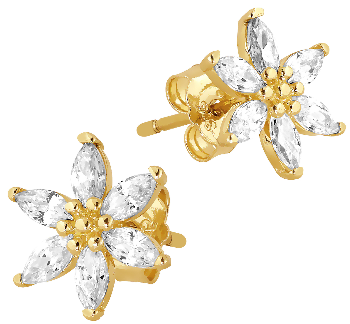 Lykka Symbols marquise blomörhängen i guld