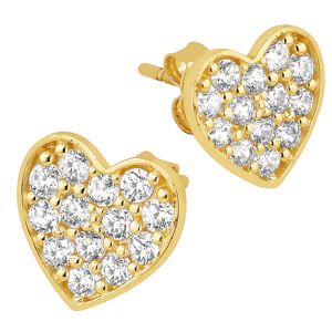 Lykka Hearts hjärtörhängen i guld med paveinfattning main product photo