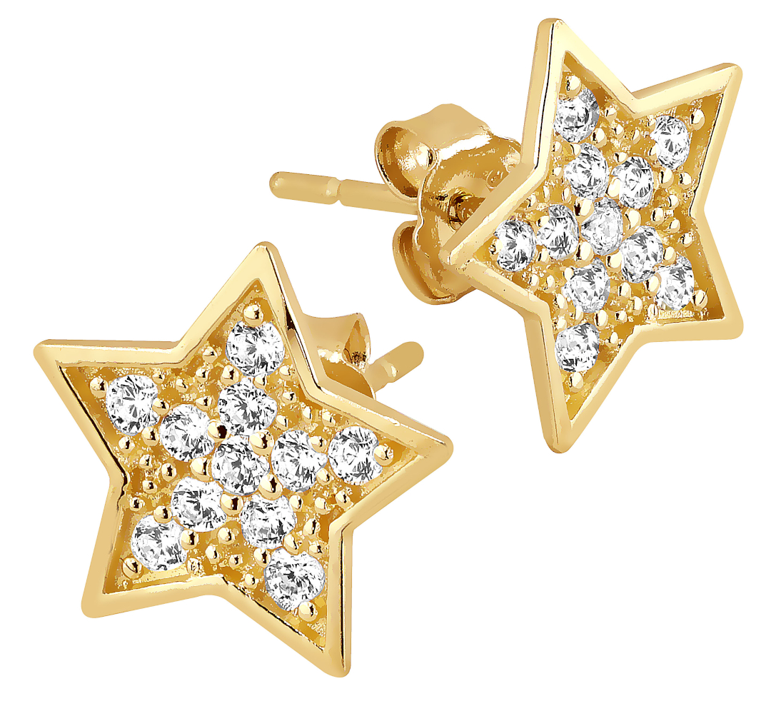 Pave stjärnörhängen i guld