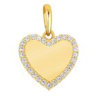 Lykka Casuals hjärtformat hänge i guld med stenkant 11.04 x 10.64 mm