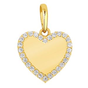 Lykka Casuals hjärtformat hänge i guld med stenkant 11.04 x 10.64 mm main product photo
