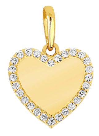 Lykka Casuals hjärtformat hänge i guld med stenkant 11.04 x 10.64 mm