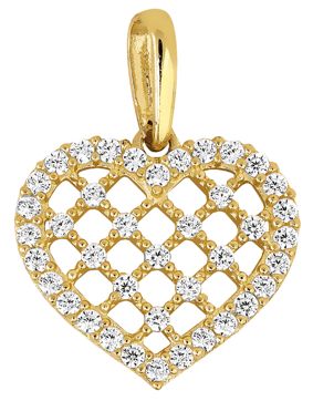 Lykken Casuals hjärtformat nät hänge i guld 11.86 x 10.84 mm