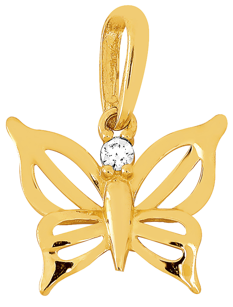 Lykka Symbols blankpolerat fjäril hänge i guld