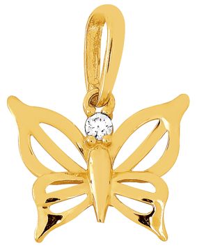 Lykka Symbols blankpolerat fjäril hänge i guld