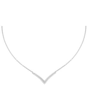 Lykka Casuals Chevron silverhalsband med zirkonia sten