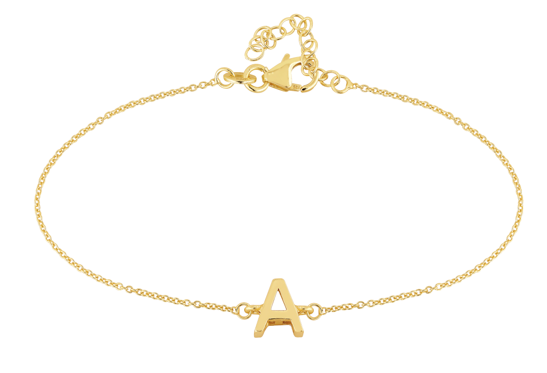 Lykka Symbols guldpläterad bokstavsarmband silver