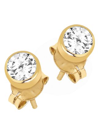 Lykka Casuals solitärorhängen i gulguld med bezelinfattning 4 mm