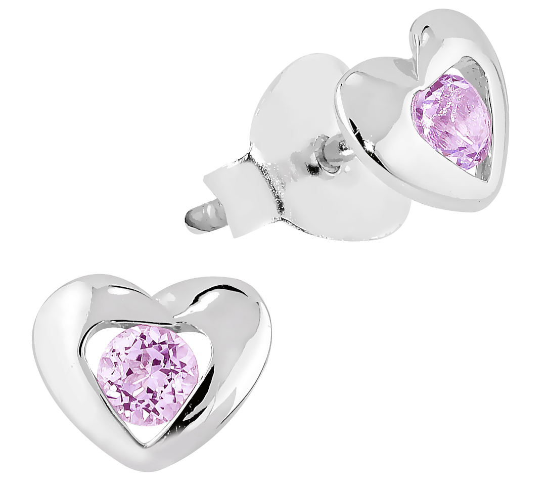 Lykka Hearts pink hjärtörhängen i silver