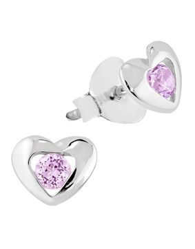 Lykken Hearts pink hjärtörhängen i silver