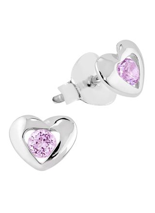 Lykka Hearts pink hjärtörhängen i silver