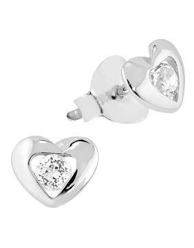 Lykken Hearts silver hjärtörhängen med vita kubiska zirkonia