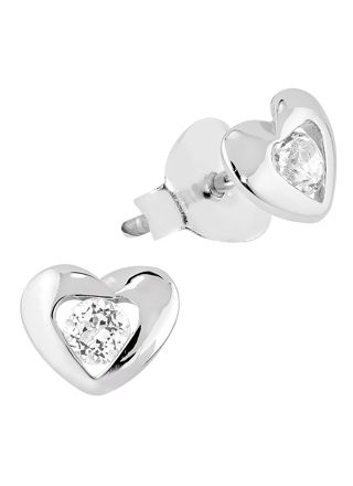 Lykka Hearts silver hjärtörhängen med vita kubiska zirkonia