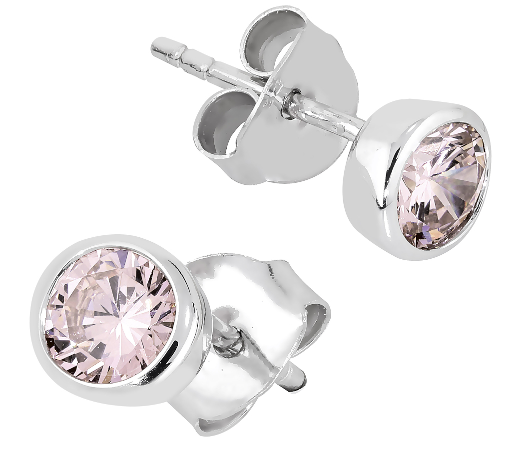 Lykka Casuals stiftörhängen i silver pink 6 mm 