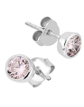Lykken Casuals stiftörhängen i silver pink 6 mm