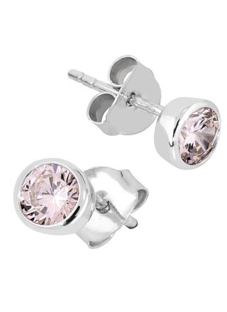 Lykka Casuals stiftörhängen i silver pink 6 mm