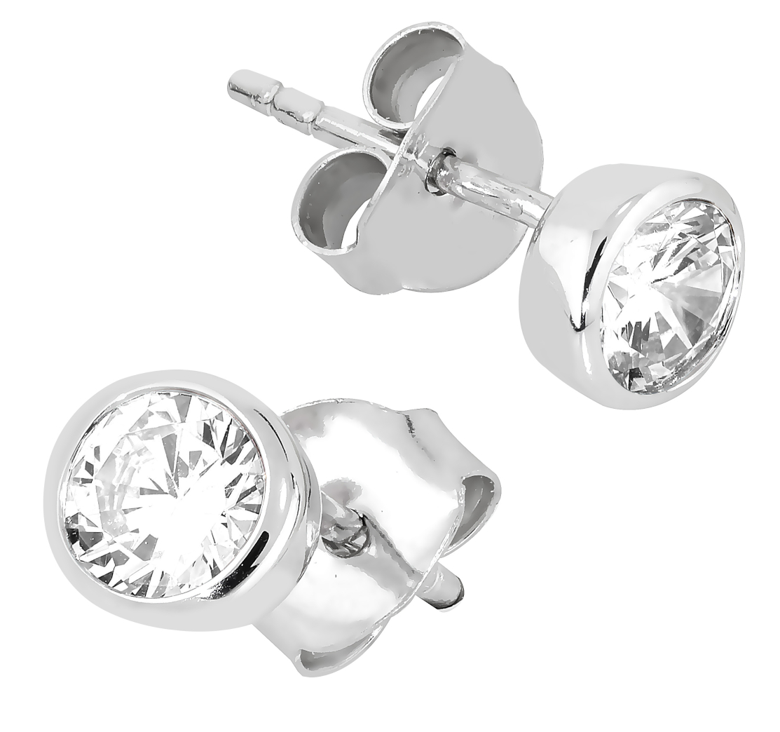 Lykka Casuals stiftörhängen i silver vit 6 mm 