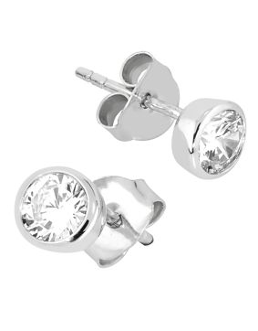 Lykken Casuals stiftörhängen i silver vit 6 mm