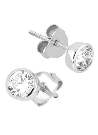 Lykka Casuals stiftörhängen i silver vit 6 mm