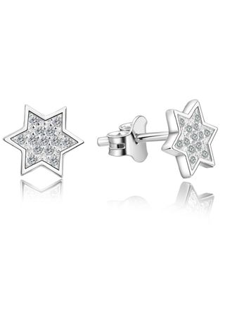 Lykka Symbols silver pave stjärnörhängen