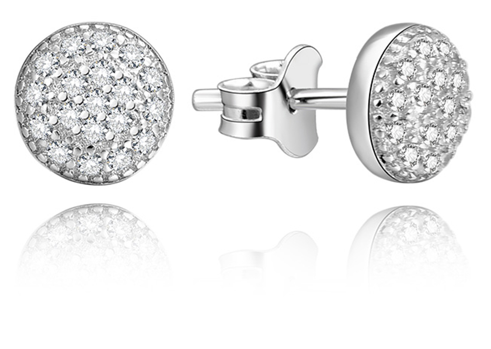 Lykka Symbols runda silver pave stiförhängen