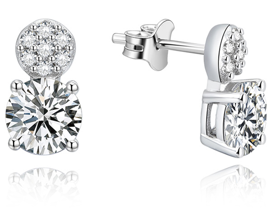 Lykka Casuals två stenar Cz örhängen i silver