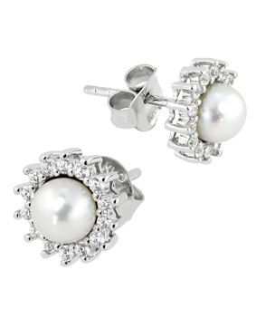 Lykka Pearls halo pärlörhängen i silver