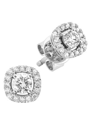 Lykka Elegance halo fyrkatiga diamantörhängen i vitguld