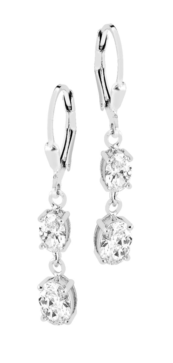 Lykka Casuals långa krok-silverörhängen med zirkoniastenar 