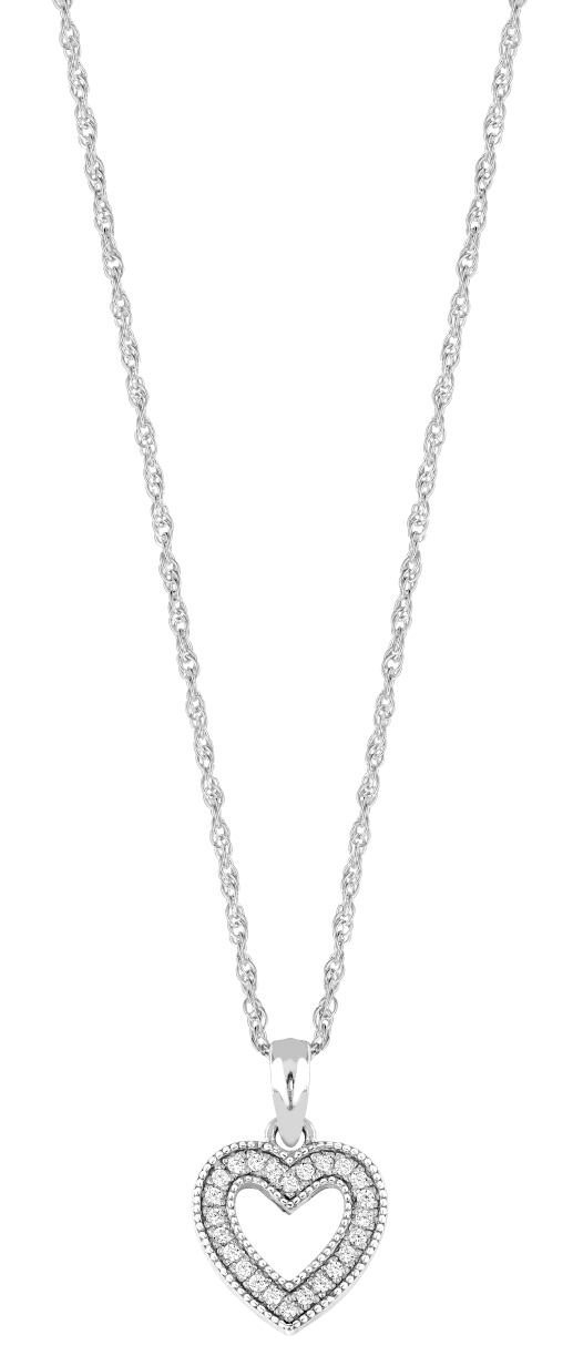 Lykka Hearts silver öppet hjärta halsband milgrain