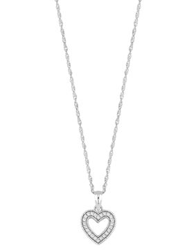 Lykka Hearts silver öppet hjärta halsband milgrain