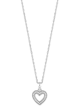 Lykka Hearts silver öppet hjärta halsband milgrain