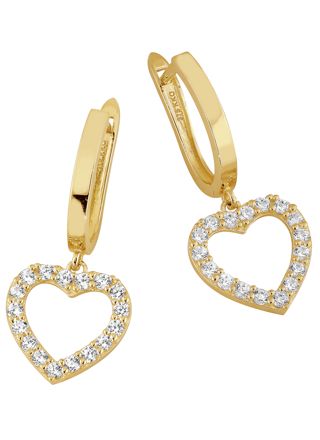 Lykka Casuals gulguld hjärtörhängen med en droppe