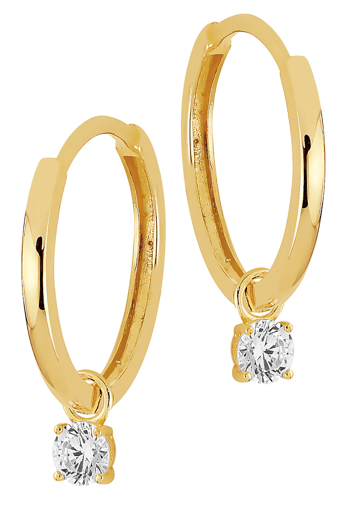 Lykka Casuals gulguld örhängen med en zirconia sten droppe  