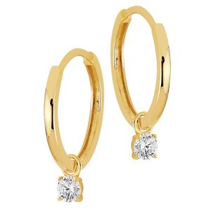 Lykka Casuals gulguld örhängen med en zirconia sten droppe   main product photo