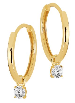 Lykka Casuals gulguld örhängen med en zirconia sten droppe