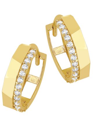 Lykka Casuals huggie hoops i gul guld me kubiska zirkonia