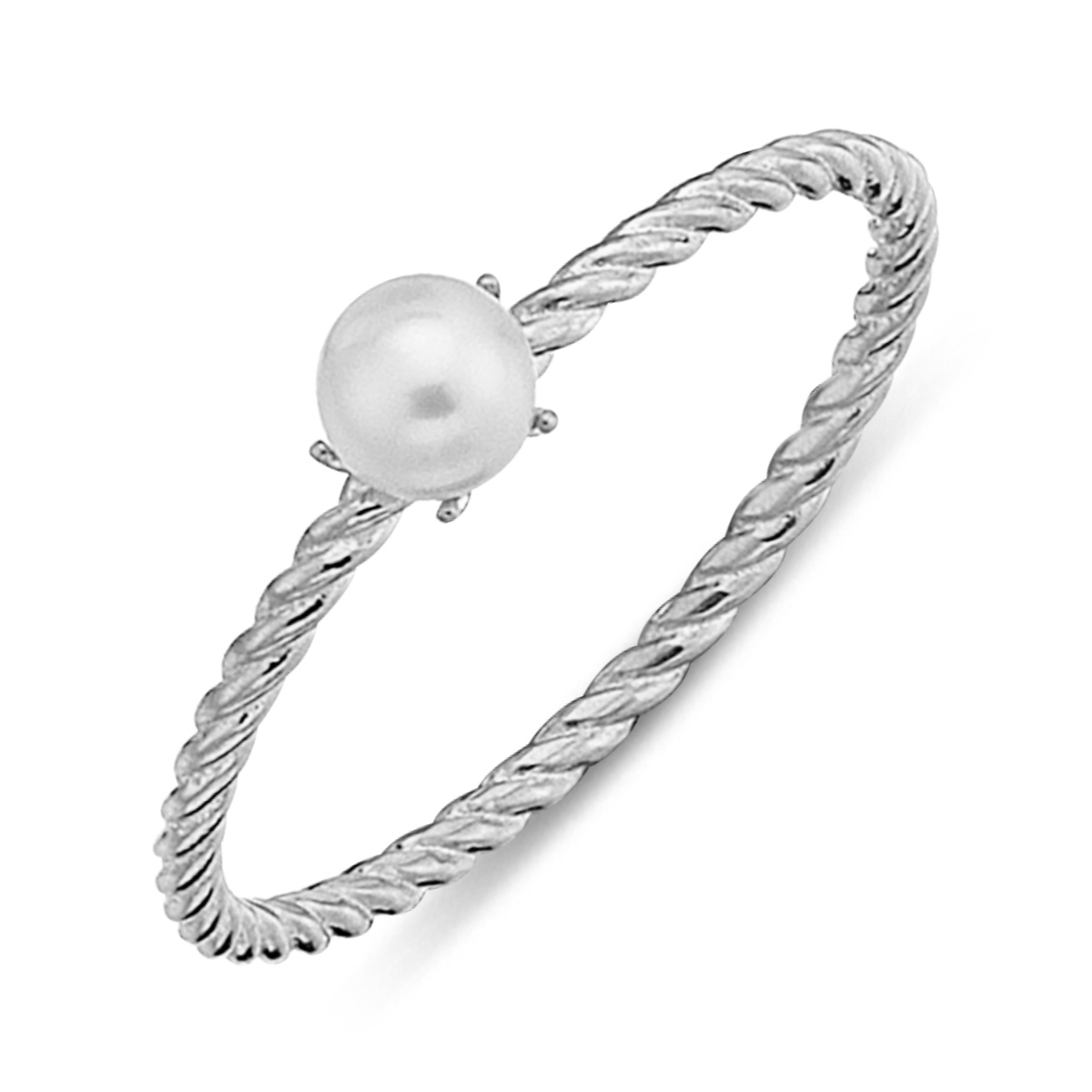 Lykka Pearls snurrig silverpärlring 