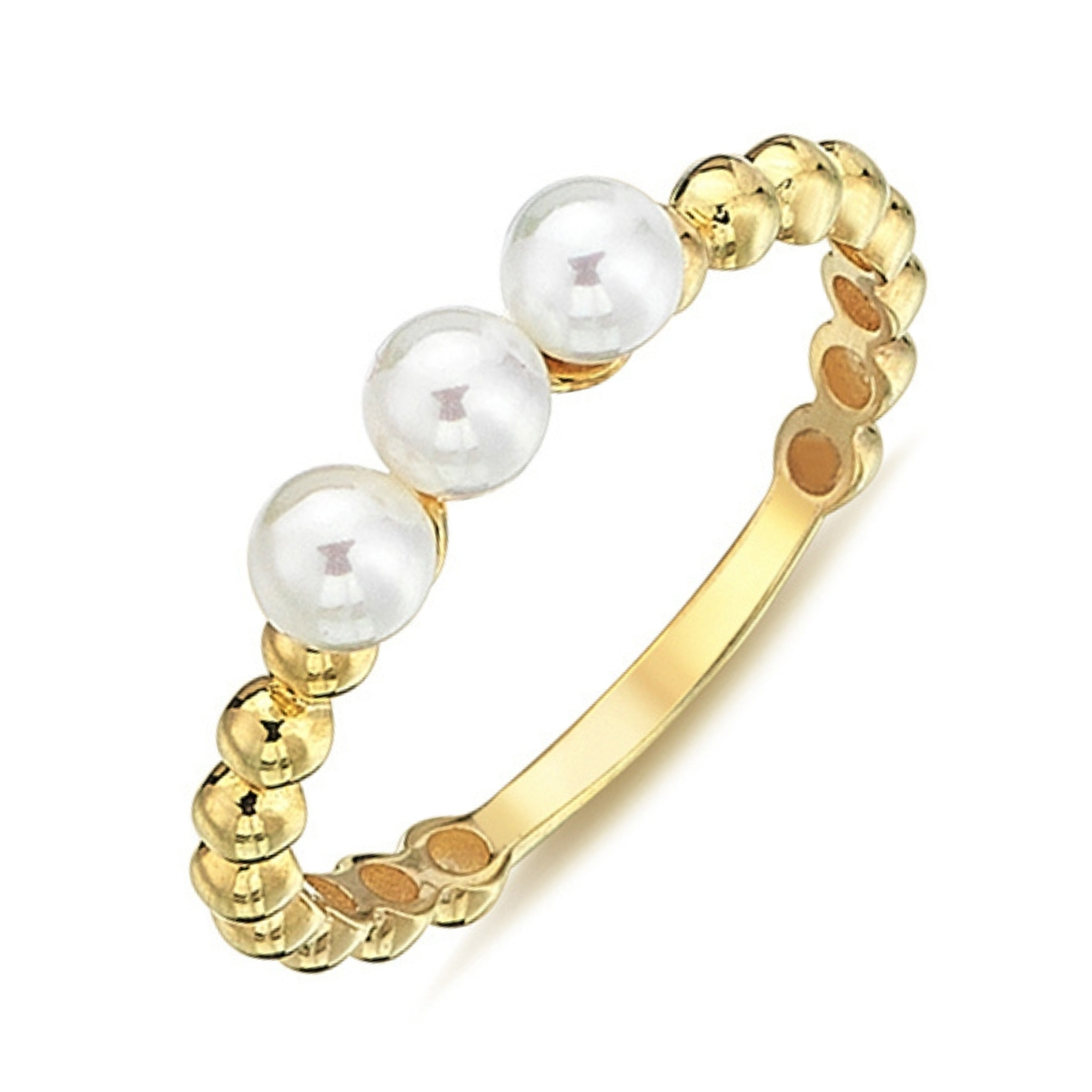 Lykka Pearls Triple stone pärlguldring 