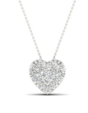 Lykken Elegance hjärthalsband med diamanter 42+3cm